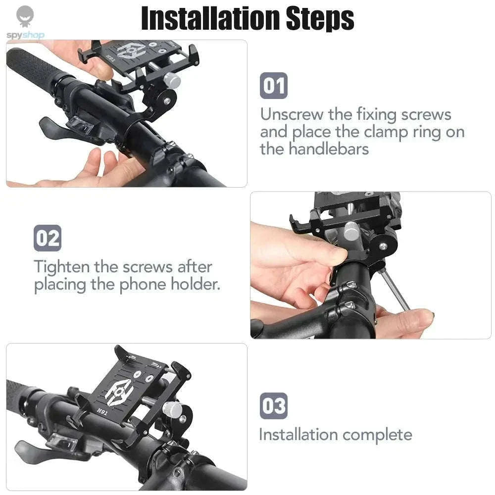 360° Aluminum Bike Phone Holder with Secure Mechanical Lock-HOL240