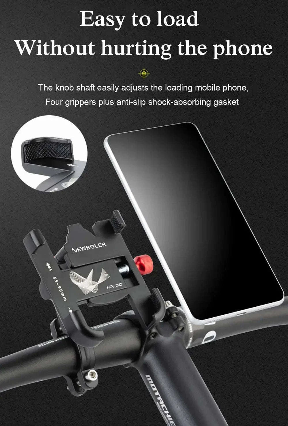 360° Aluminum Bike Phone Holder with Secure Mechanical Lock-HOL240