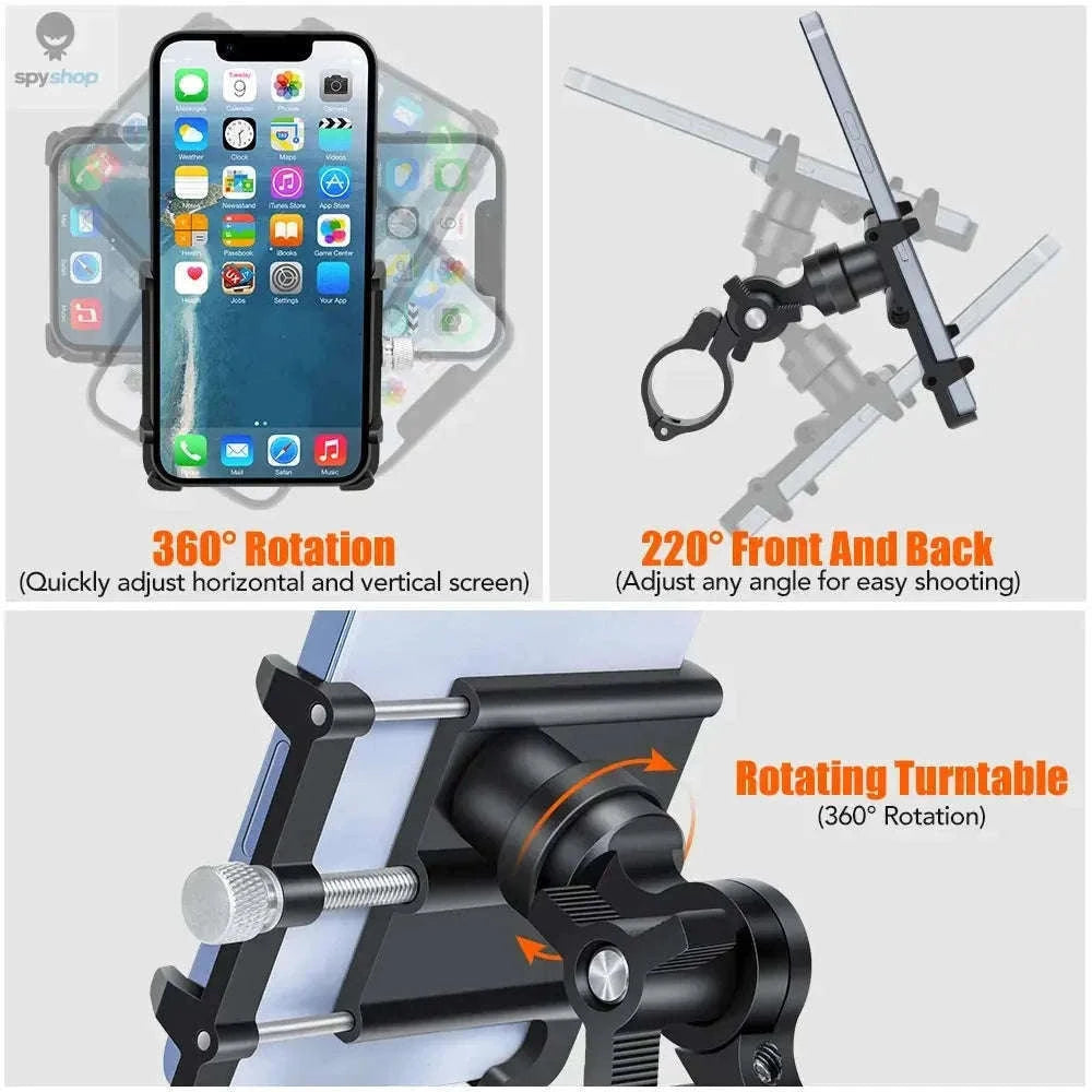 360° Aluminum Bike Phone Holder with Secure Mechanical Lock-HOL240