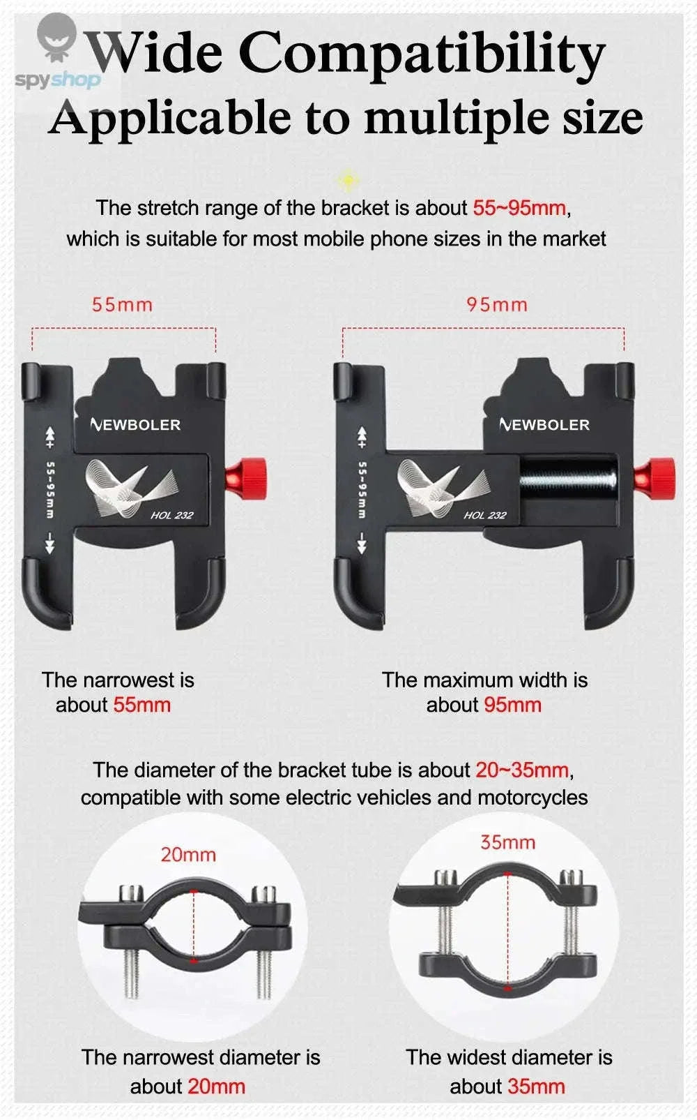 360° Aluminum Bike Phone Holder with Secure Mechanical Lock-HOL240