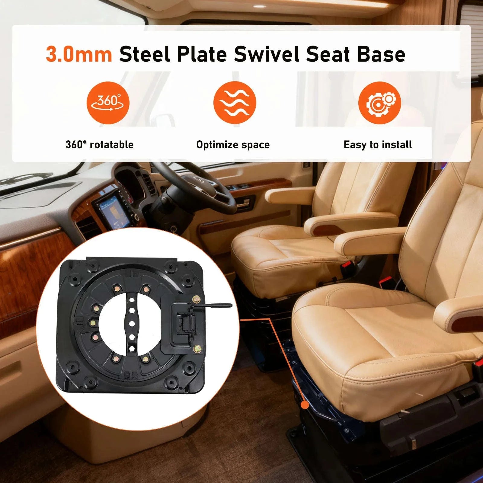 360 Degree Rotating Seat Swivel Base 130 kg for Campervan and RV-Germany