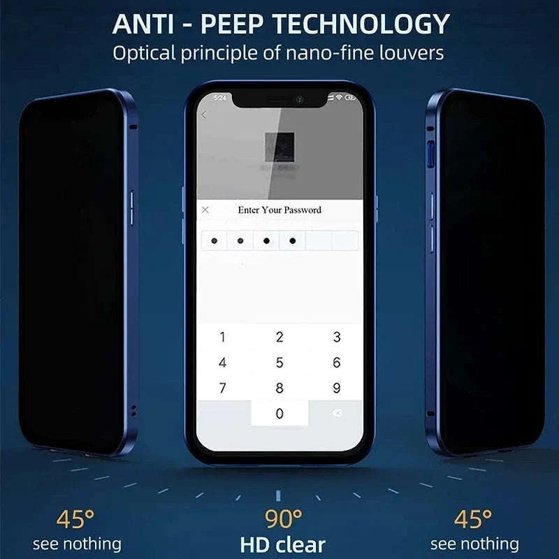 360° Privacy Magnetic Glass Case with Lens Protection for iPhone-Black / iPhone16ProMax