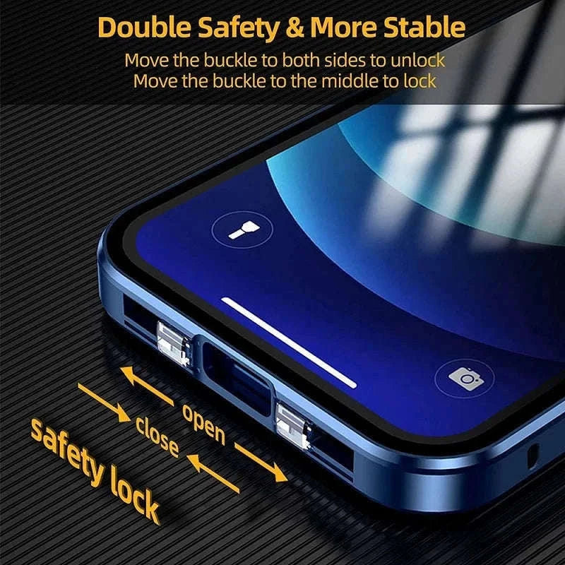 360° Privacy Magnetic Glass Case with Lens Protection for iPhone-Black / iPhone16ProMax