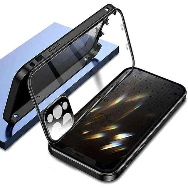 360° Privacy Magnetic Glass Case with Lens Protection for iPhone-Black / iPhone16ProMax