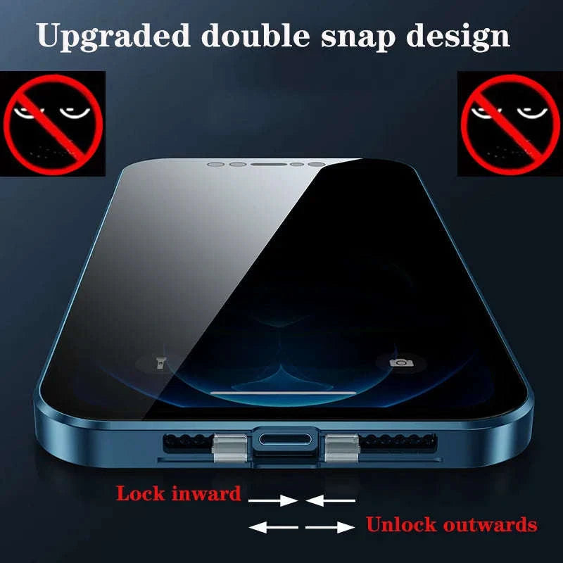 360° Privacy Magnetic Glass Case with Lens Protection for iPhone-Black / iPhone16ProMax