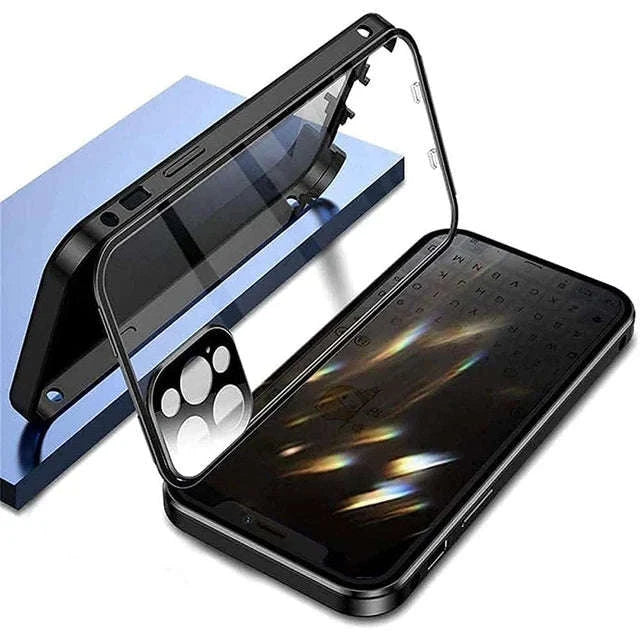 360° Privacy Magnetic Glass Case with Lens Protection for iPhone-Black / iPhone16ProMax