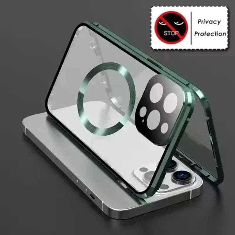 360° Privacy Magnetic Glass Case with Lens Protection for iPhone-Black / iPhone16ProMax