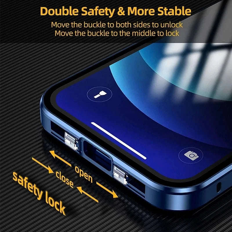 360° Privacy Magnetic Glass Case with Lens Protection for iPhone-Black / iPhone16ProMax