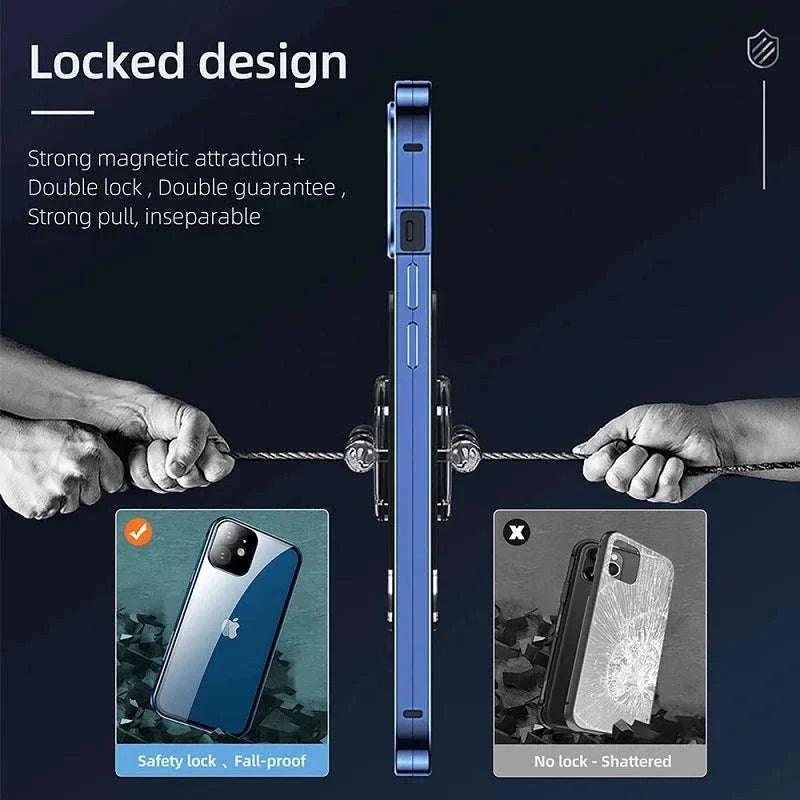 360° Privacy Magnetic Glass Case with Lens Protection for iPhone-Black / iPhone16ProMax