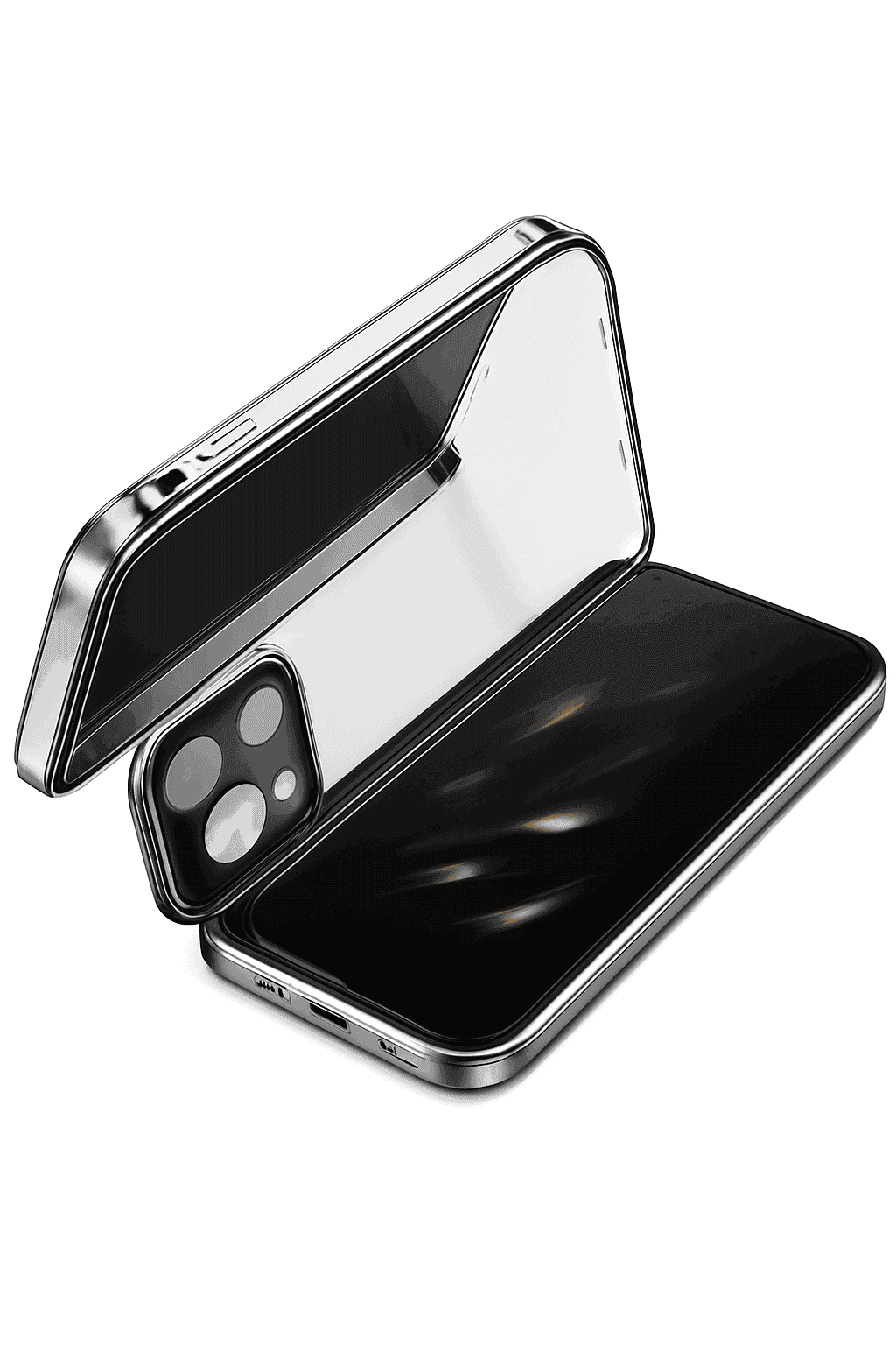 360° Privacy Magnetic Glass Case with Lens Protection for iPhone-Black / iPhone16ProMax
