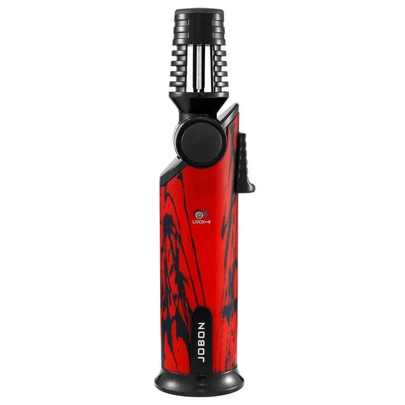 360° Rotatable Blue Flame Butane Lighter with Safety Lock-black