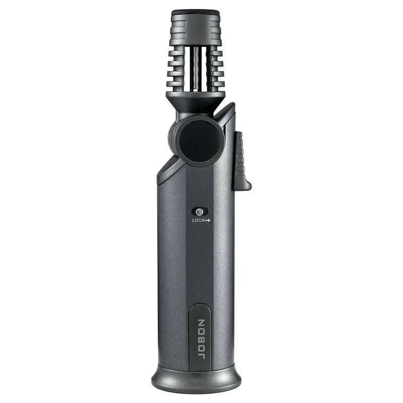 360° Rotatable Blue Flame Butane Lighter with Safety Lock-black
