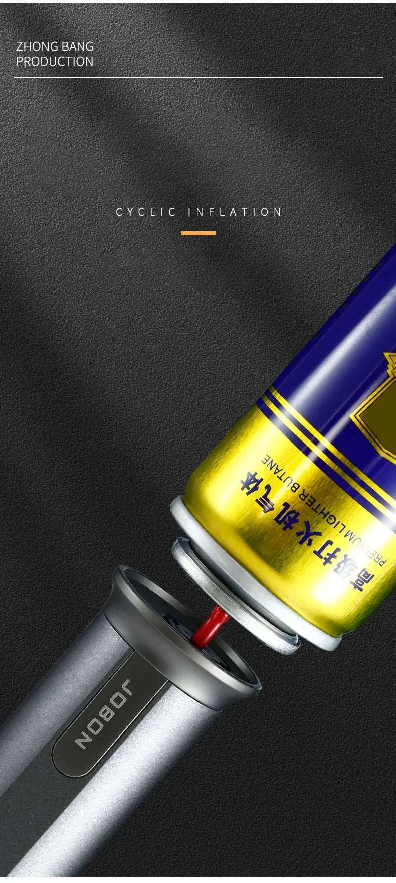 360° Rotatable Blue Flame Butane Lighter with Safety Lock-black