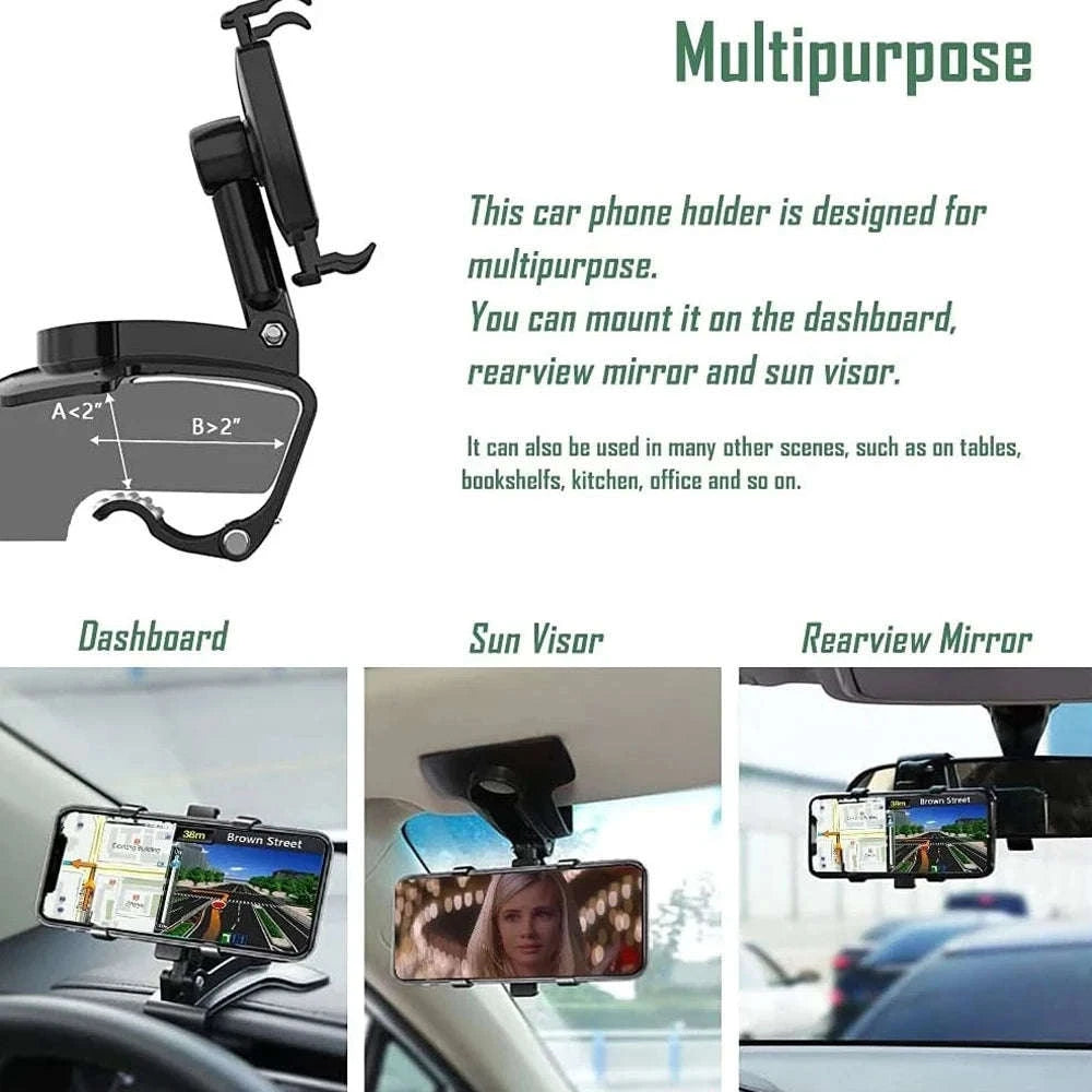 360° Rotatable Car Phone Holder Clip with Adjustable Mount-United States