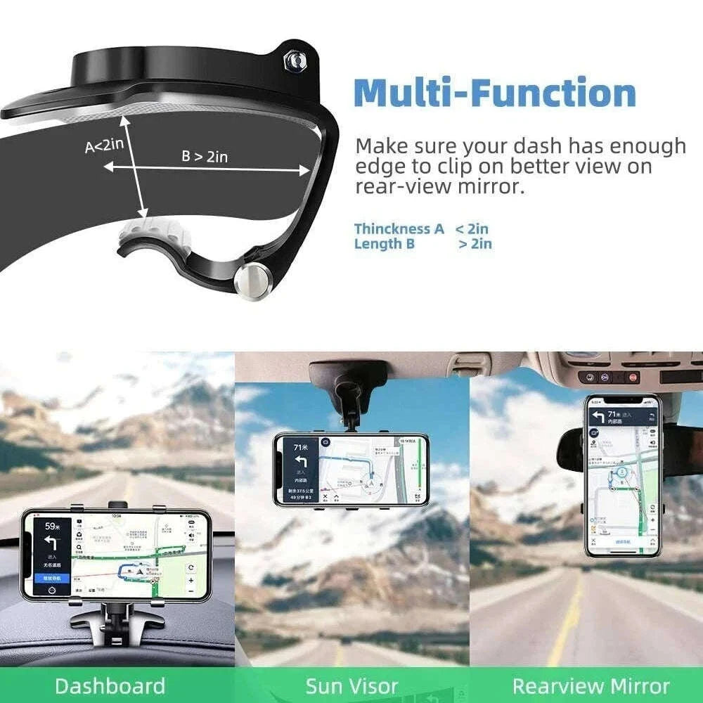 360° Rotatable Car Phone Holder Clip with Adjustable Mount-United States