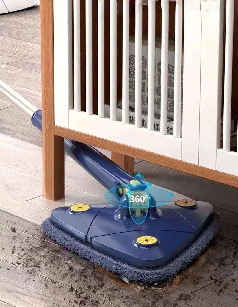 360 Rotatable Triangle Mop with Extendable Handle-Blue 5 pcs cloth