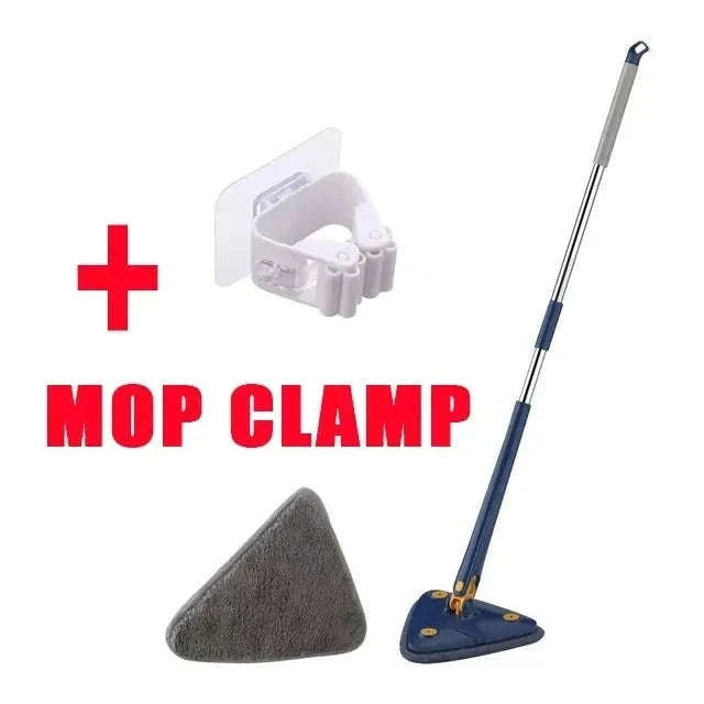 360 Rotatable Triangle Mop with Extendable Handle-Blue 5 pcs cloth