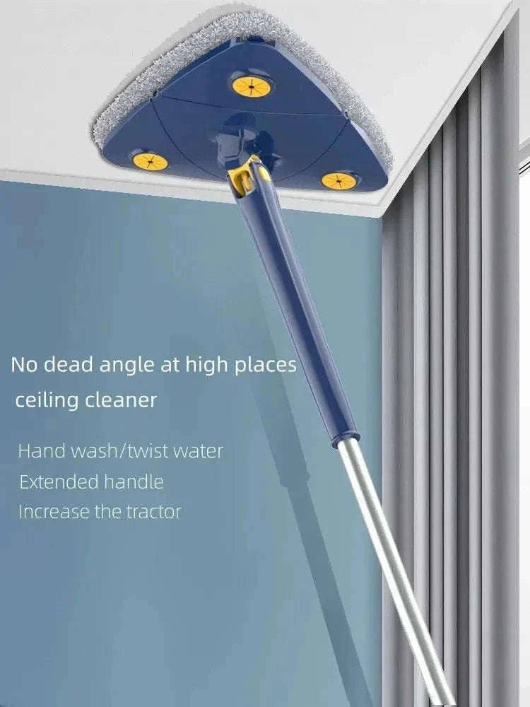 360 Rotatable Triangle Mop with Extendable Handle-Blue 5 pcs cloth
