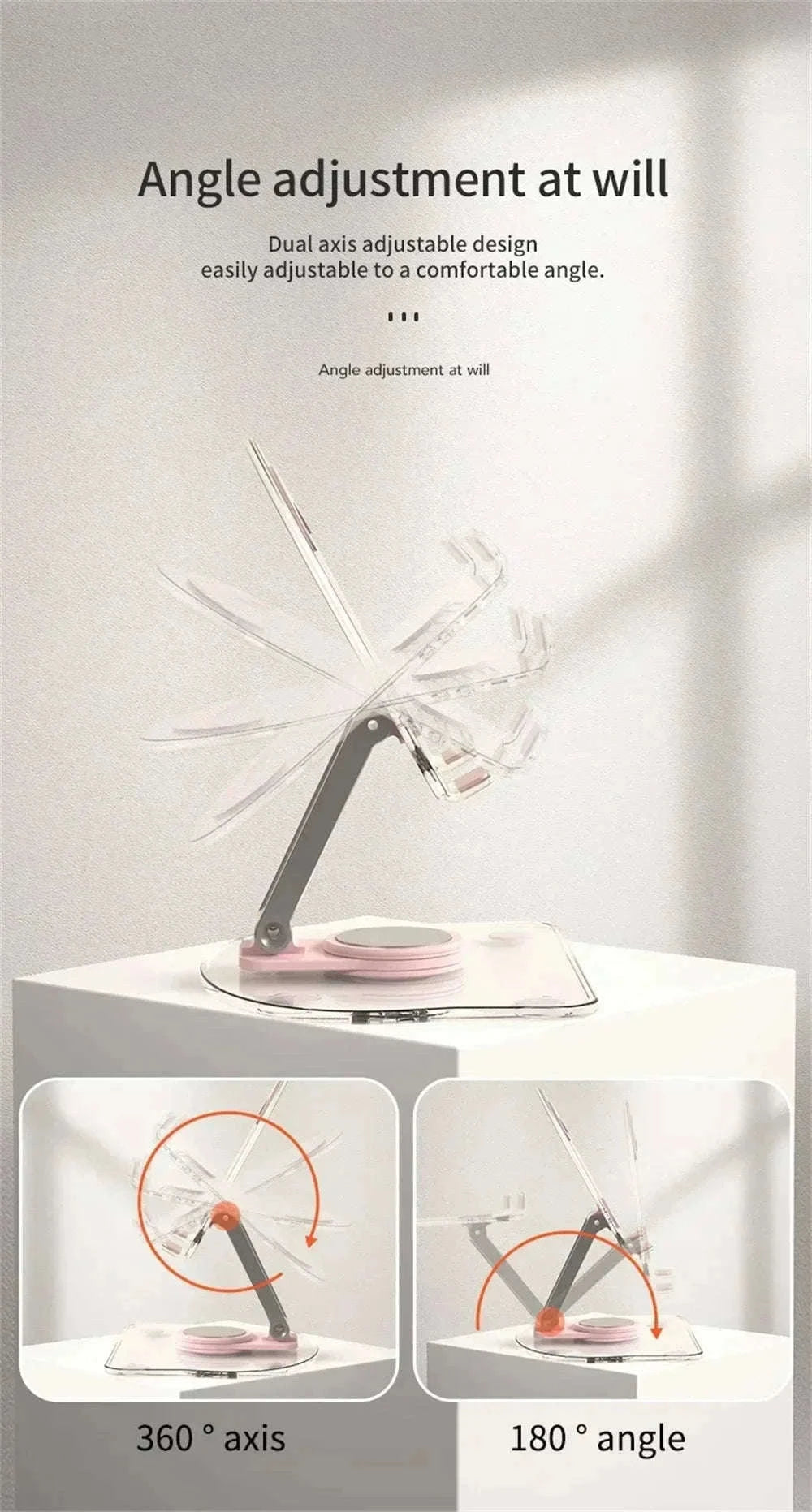 360° Rotating Adjustable Folding Tablet Stand for 4.7-13 Inch Devices-white