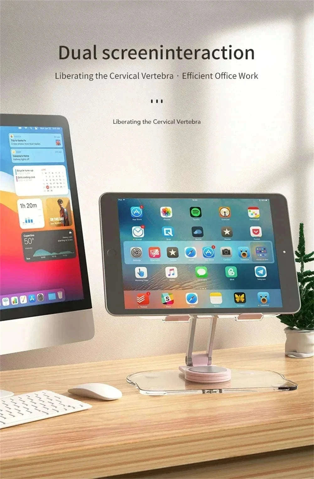 360° Rotating Adjustable Folding Tablet Stand for 4.7-13 Inch Devices-white