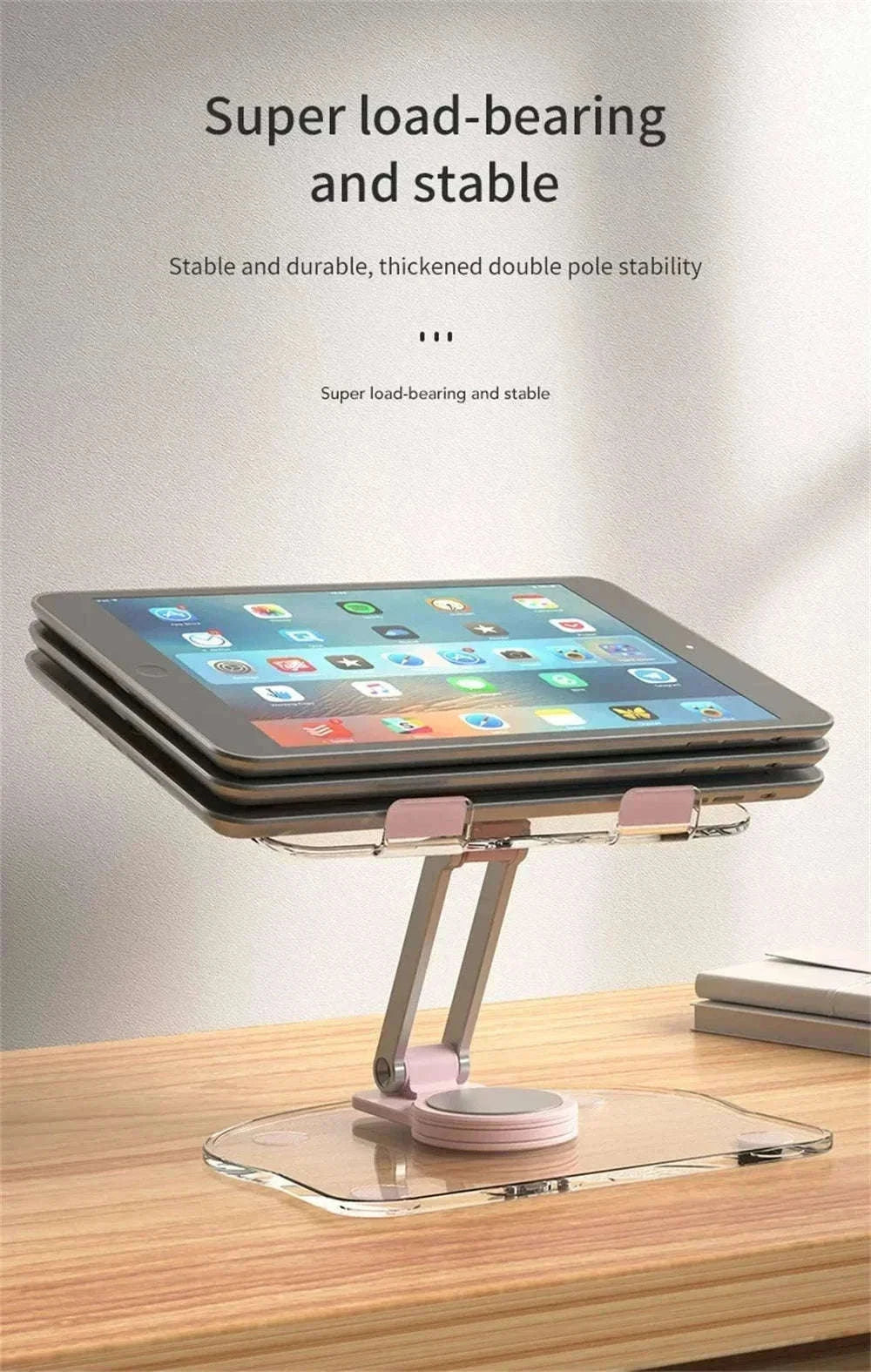 360° Rotating Adjustable Folding Tablet Stand for 4.7-13 Inch Devices-white