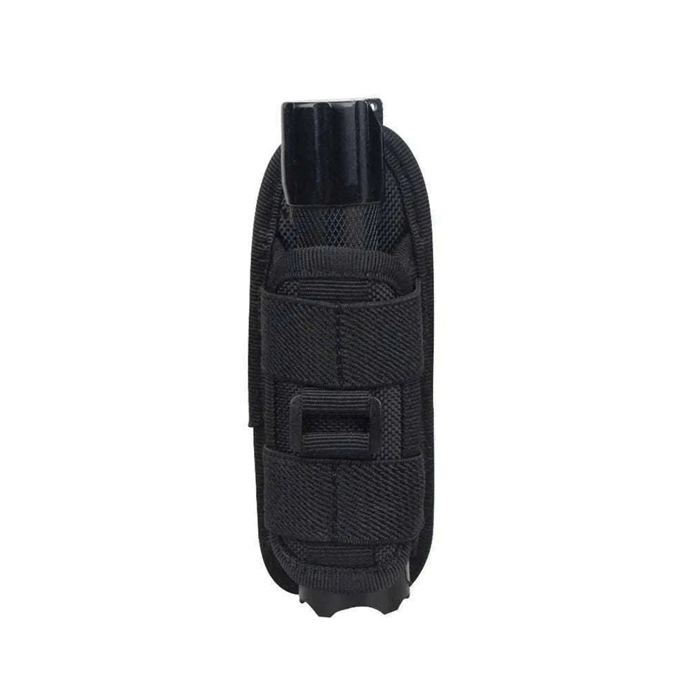 360° Rotating Flashlight Pouch Belt Holster Nylon Torch Holder-Black