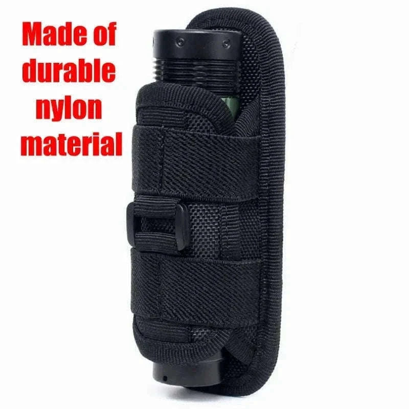 360° Rotating Flashlight Pouch Belt Holster Nylon Torch Holder-Black