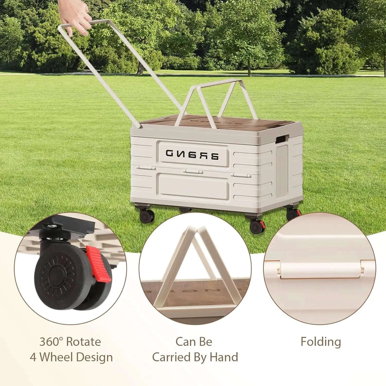 360° Rotating Foldable Storage Cart with Silent Locking Wheels-United States