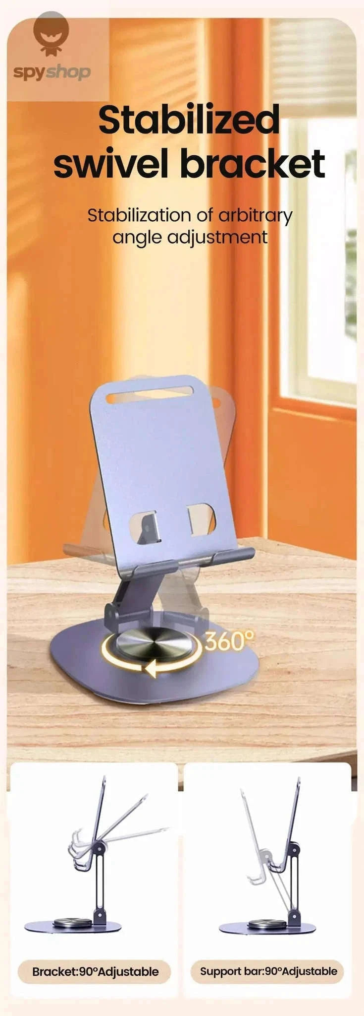 360° Rotating Phone Stand for Phones and Tablets-gray