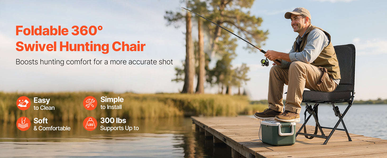 360° Silent Swivel Foldable Hunting Chair with Adjustable Shoulder Straps-300 lbs / United States