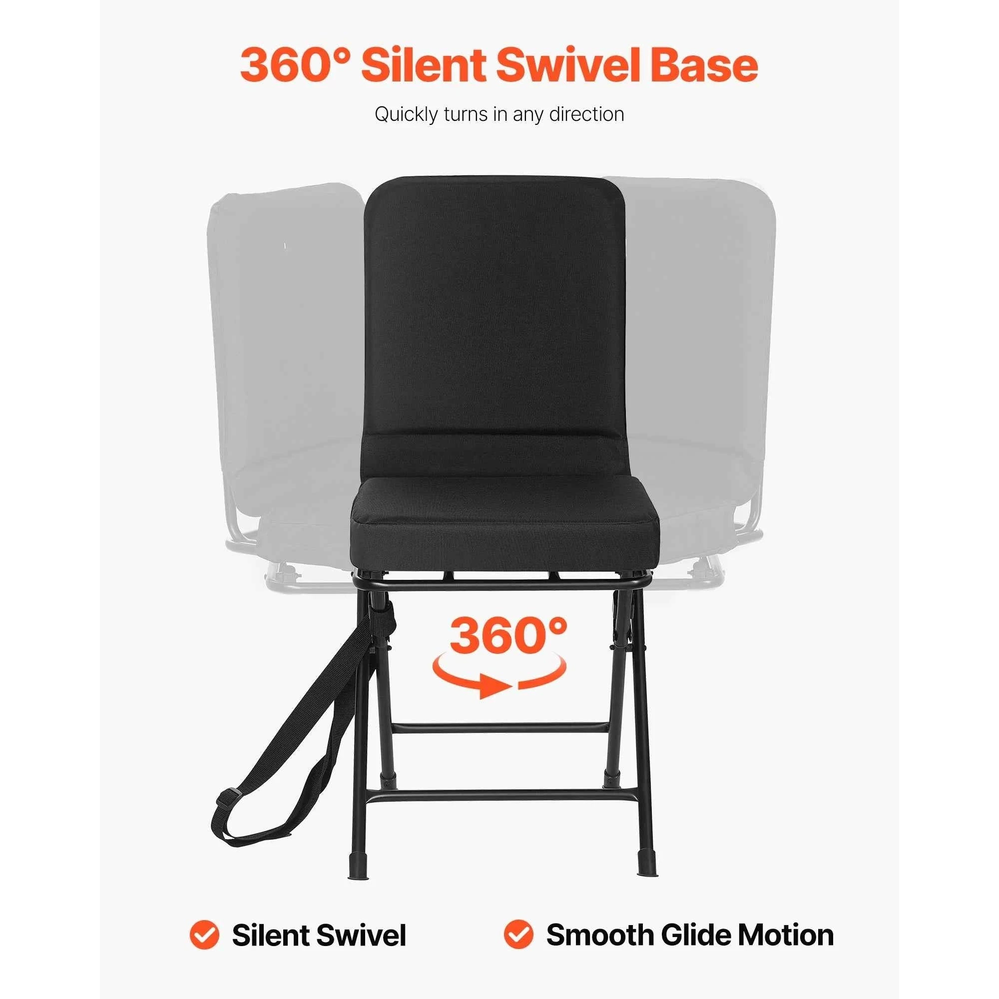 360° Silent Swivel Foldable Hunting Chair with Adjustable Shoulder Straps-300 lbs / United States