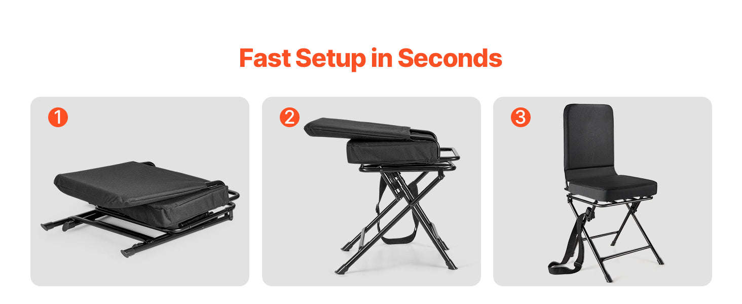 360° Silent Swivel Foldable Hunting Chair with Adjustable Shoulder Straps-300 lbs / United States
