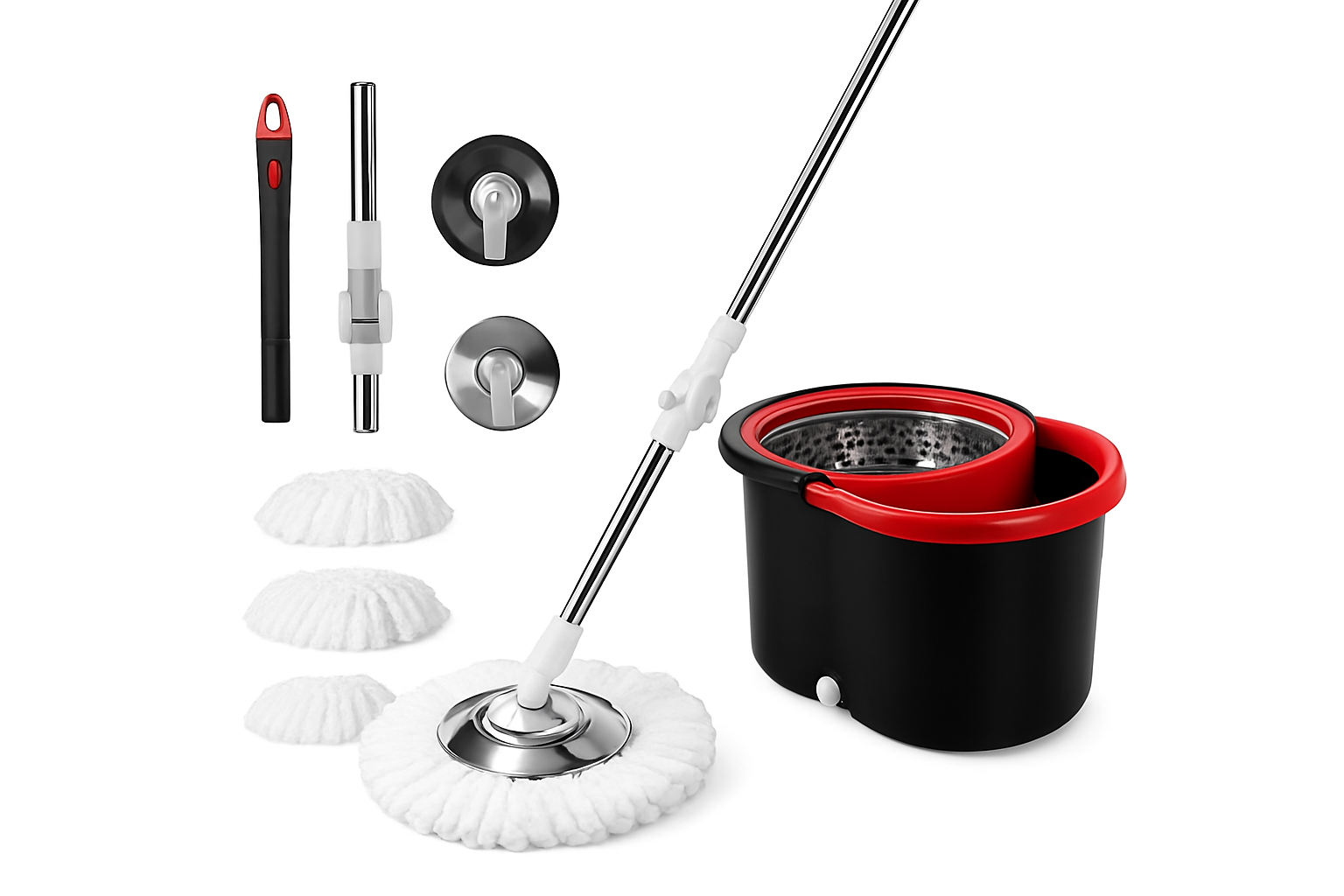 360° Spin Mop Bucket Set with Dual-Motion System & 3 Mop Heads