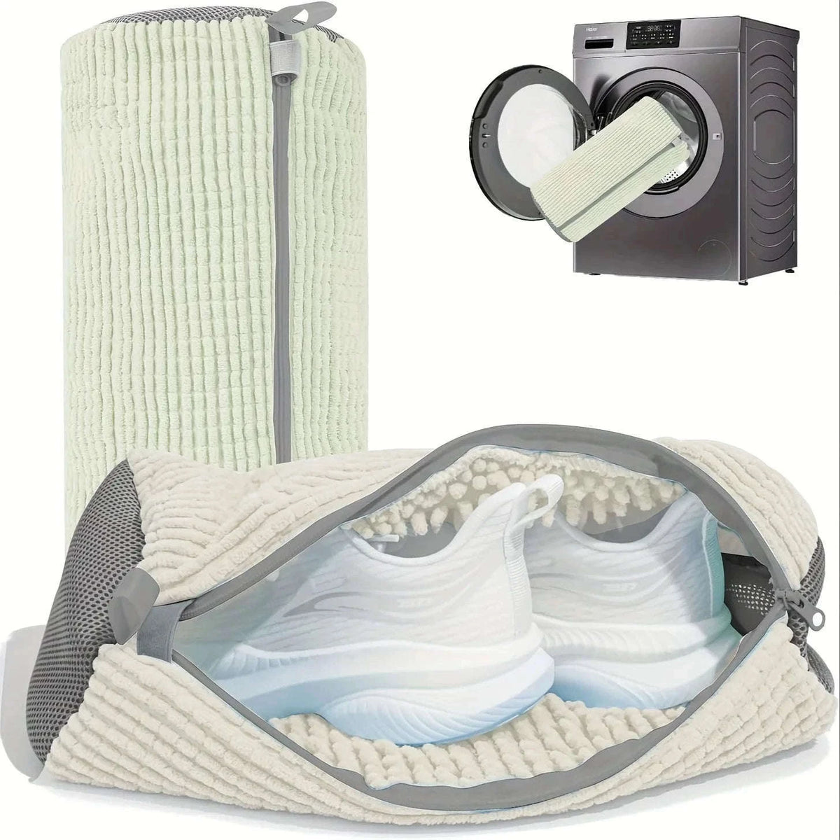 360° Surround Shoe Washing Bag for Gentle, Thorough Cleaning-WHITE 1pc