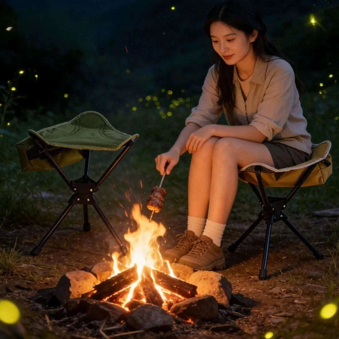 360° Swivel Camping Stool for Hiking, Fishing and Travel-Green