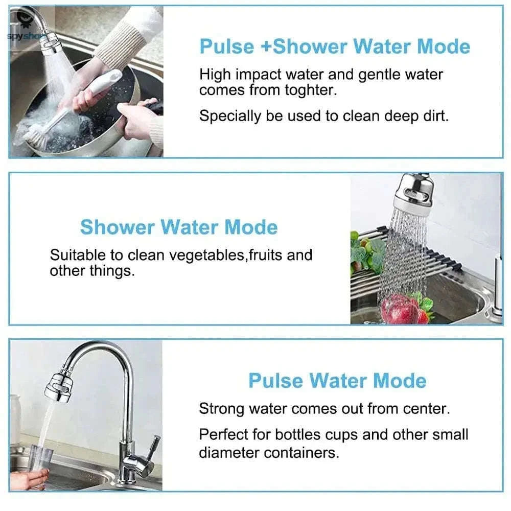 360° Swivel Kitchen Faucet Aerator with Dual-Mode Spray-Sliver