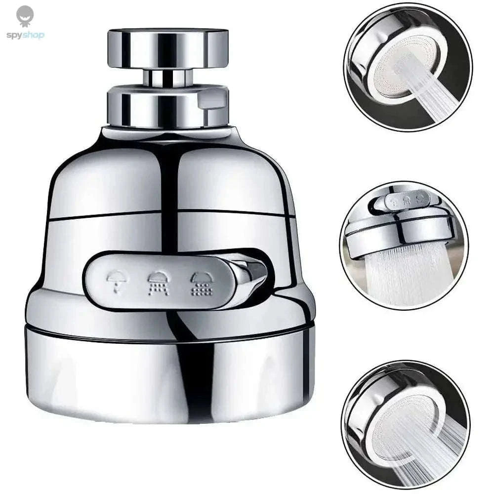 360° Swivel Kitchen Faucet Aerator with Dual-Mode Spray-Sliver