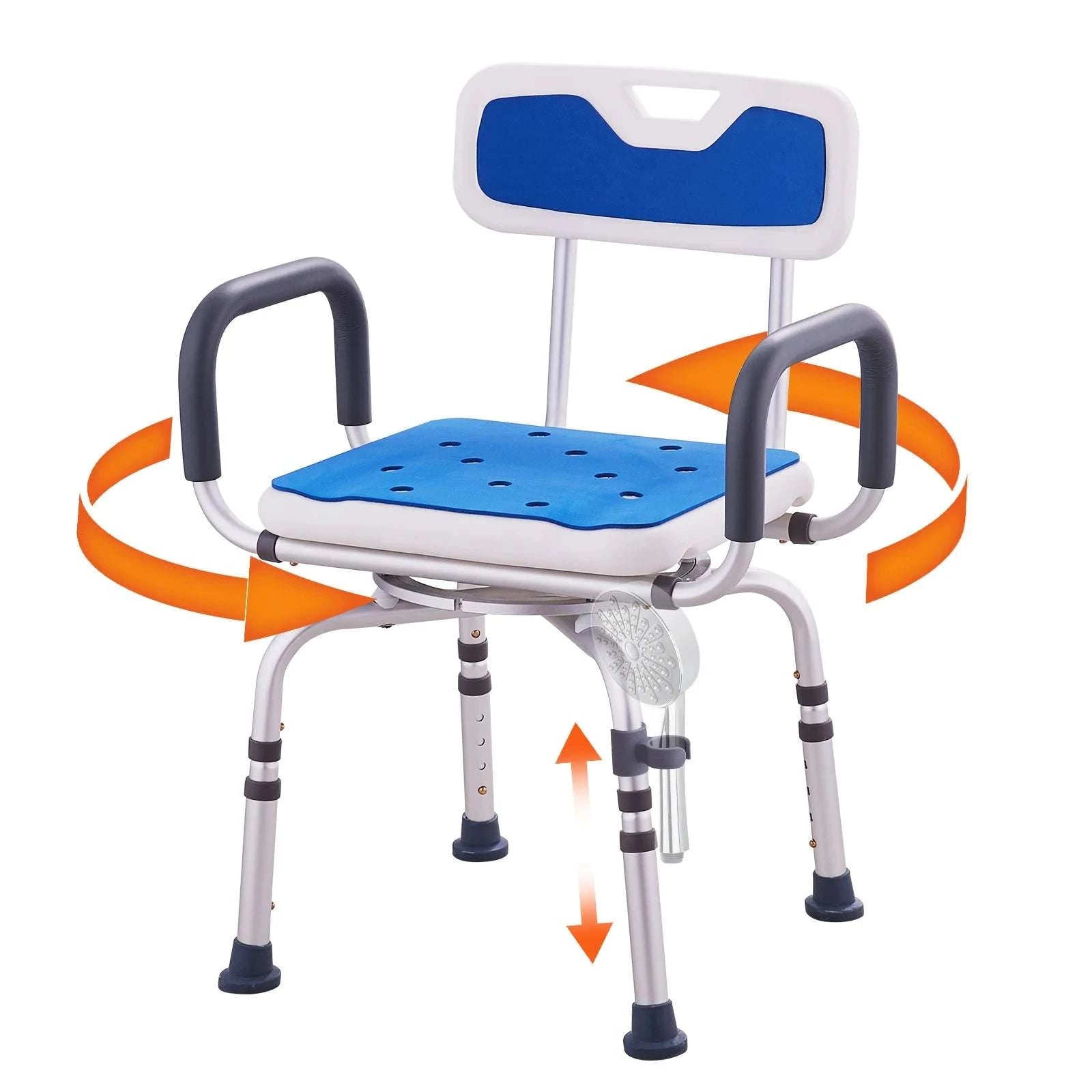 360° Swivel Shower Chair with Backrest, Arms & Adjustable Height-FBL650326 / United States