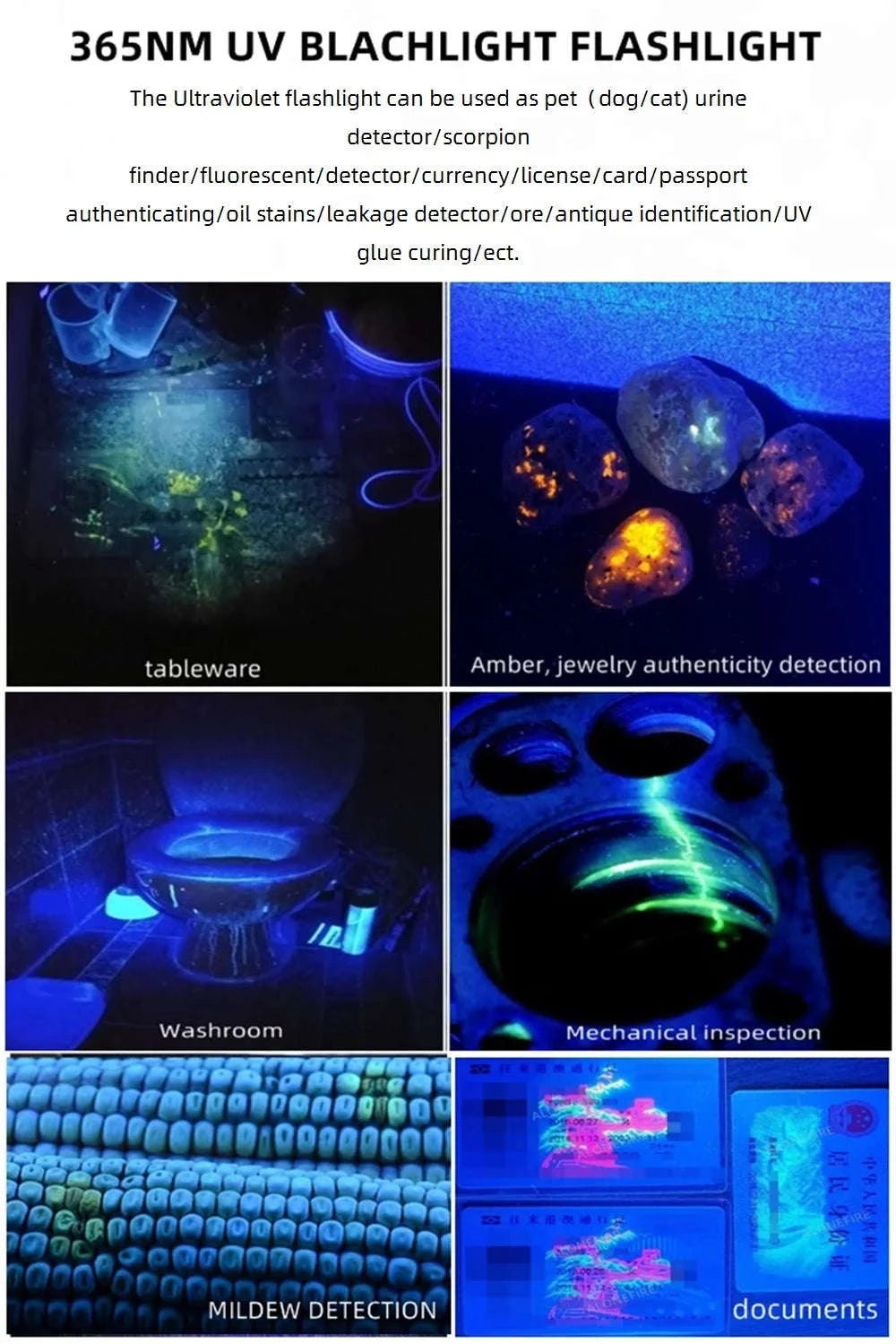 365nm Mini UV Flashlight for Detection-365nm