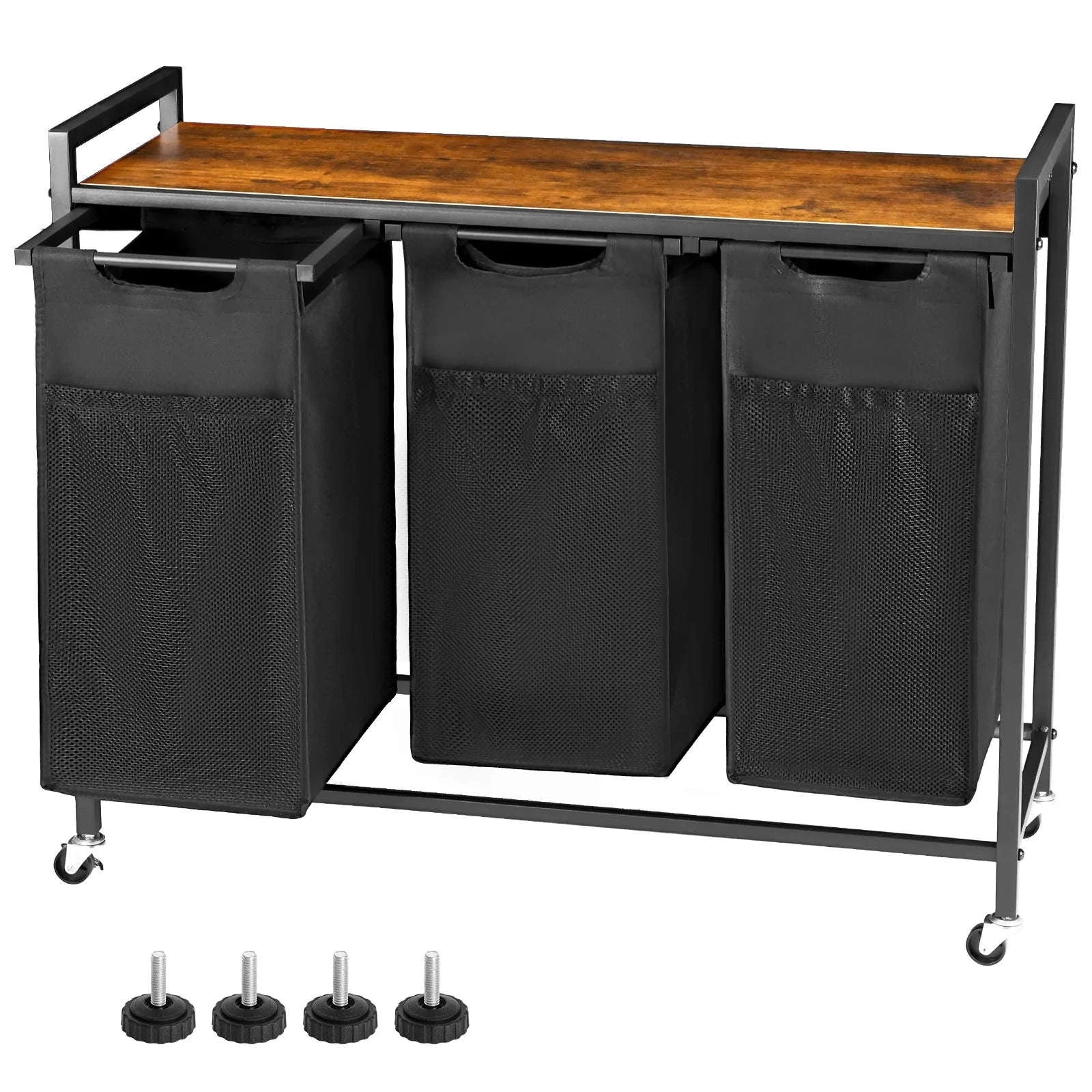 36in Rolling Laundry Cabinet with Removable Sorter Bags-Rust / United States