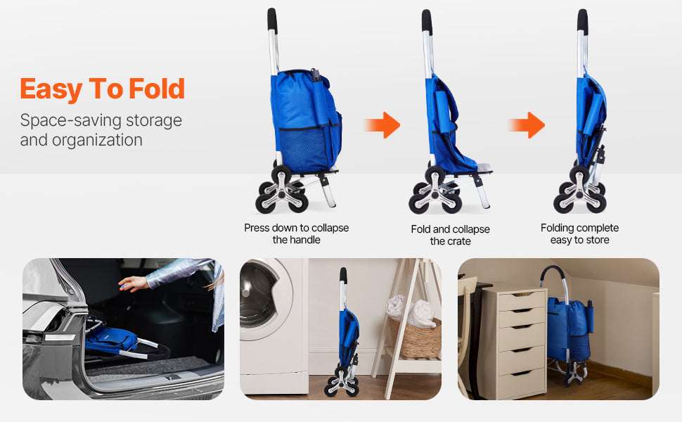 36L Stair Climbing Shopping Cart with Wheels & Foldable Frame-150lbs / CZECH REPUBLIC