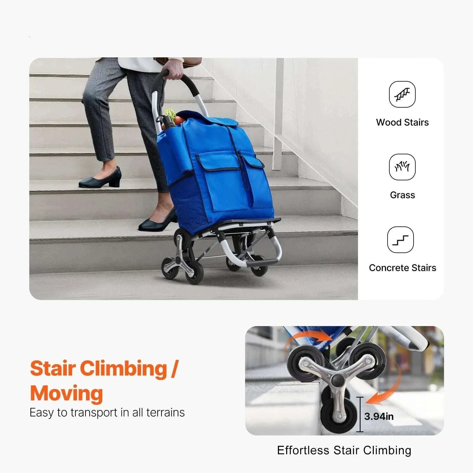 36L Stair Climbing Shopping Cart with Wheels & Foldable Frame-150lbs / CZECH REPUBLIC