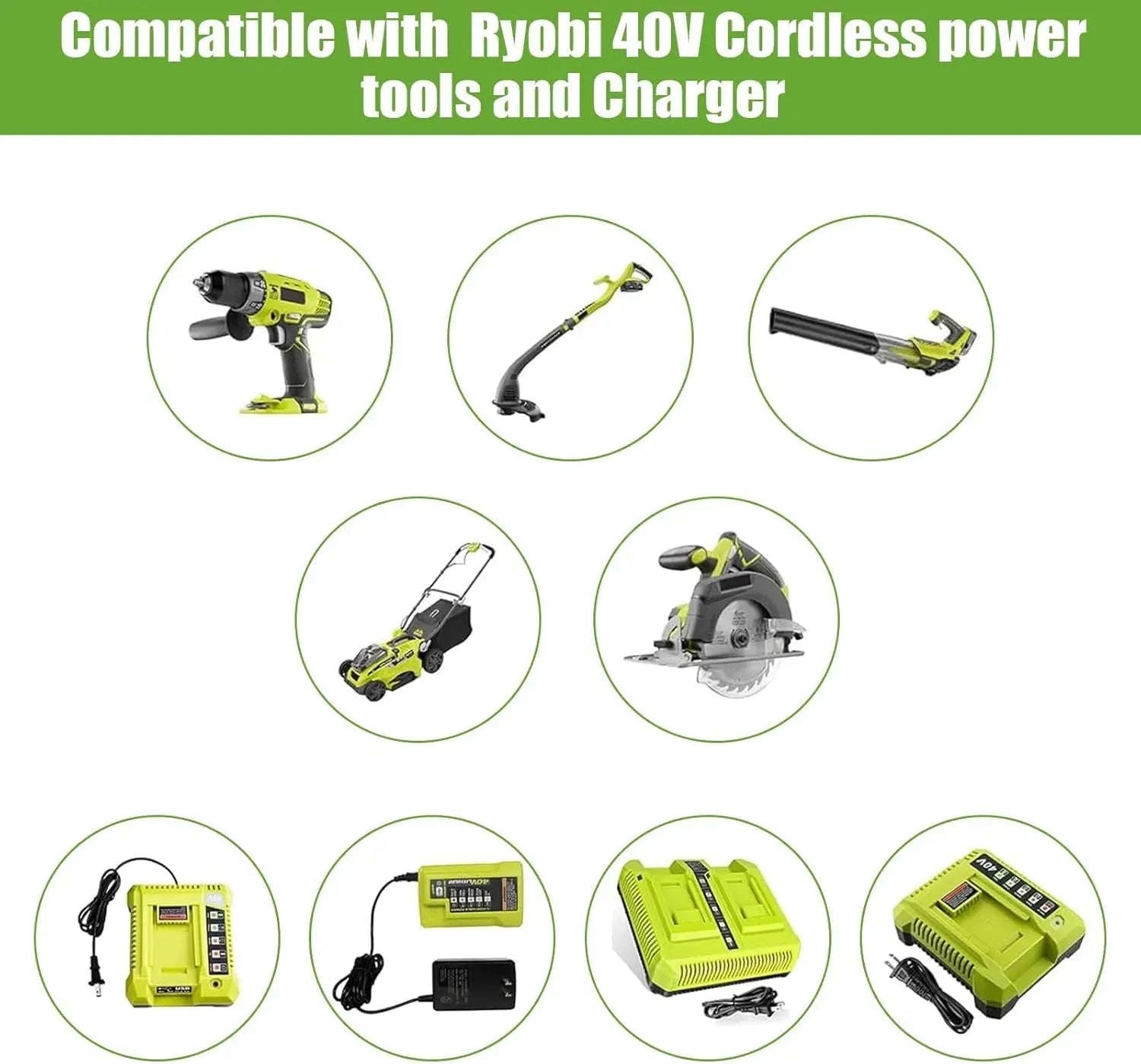 36V/40V 6.0Ah Lithium-Ion Battery Replacement with LED Indicator-for Ryobi / 40V / United States