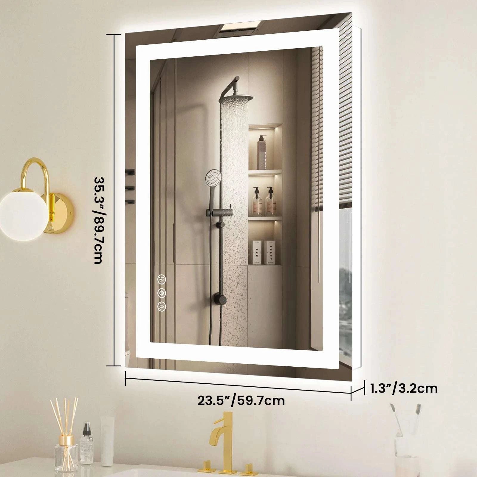 36x24 LED Bathroom Vanity Mirror with Anti-Fog & Adjustable Lighting-32L x 24W / United States