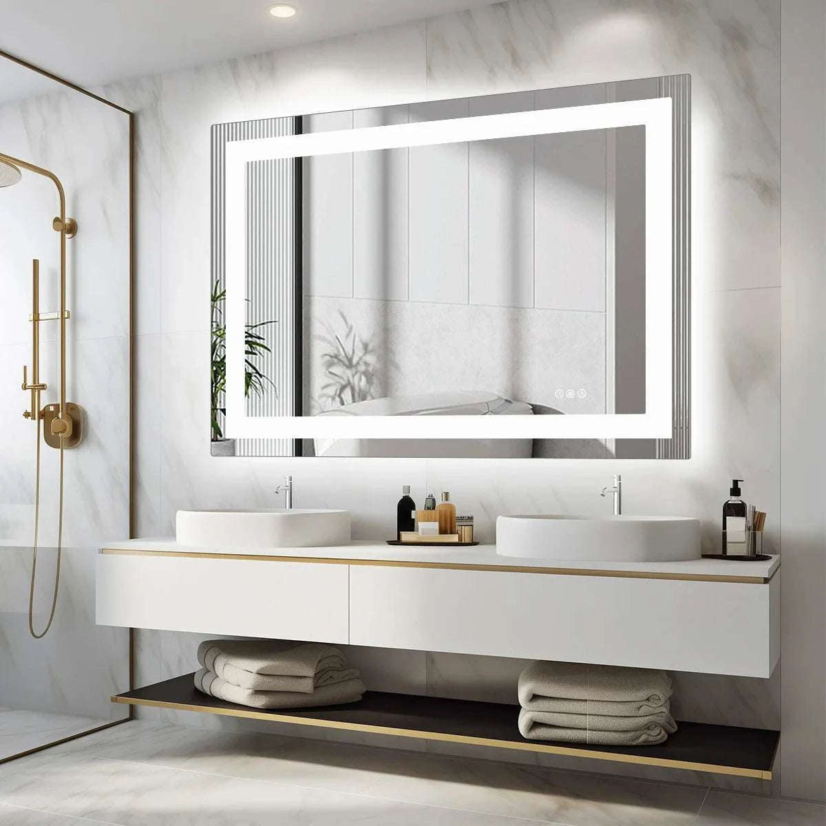 36x24 LED Bathroom Vanity Mirror with Anti-Fog & Adjustable Lighting-32L x 24W / United States