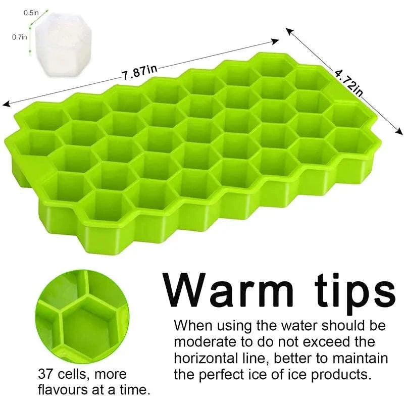 37-Grid Honeycomb Silicone Ice Cube Tray for Drinks & Cocktails-1pc green / United States