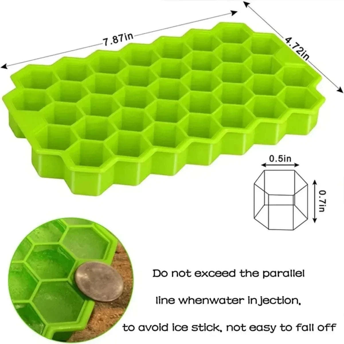 37-Grid Honeycomb Silicone Ice Cube Tray for Drinks & Cocktails-1pc green / United States