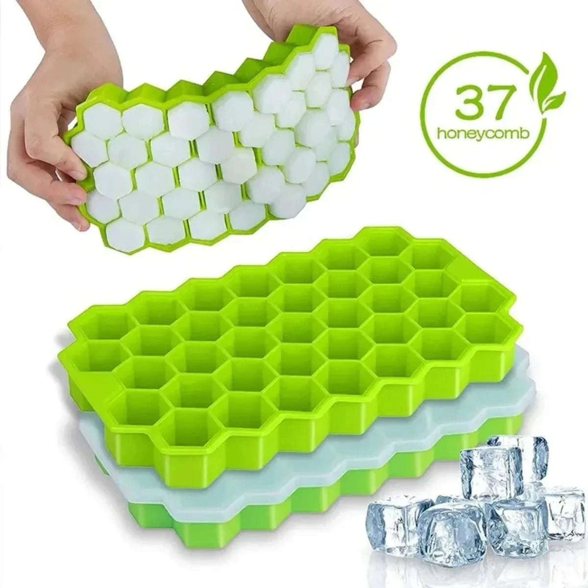 37-Grid Honeycomb Silicone Ice Cube Tray for Drinks & Cocktails-1pc green / United States
