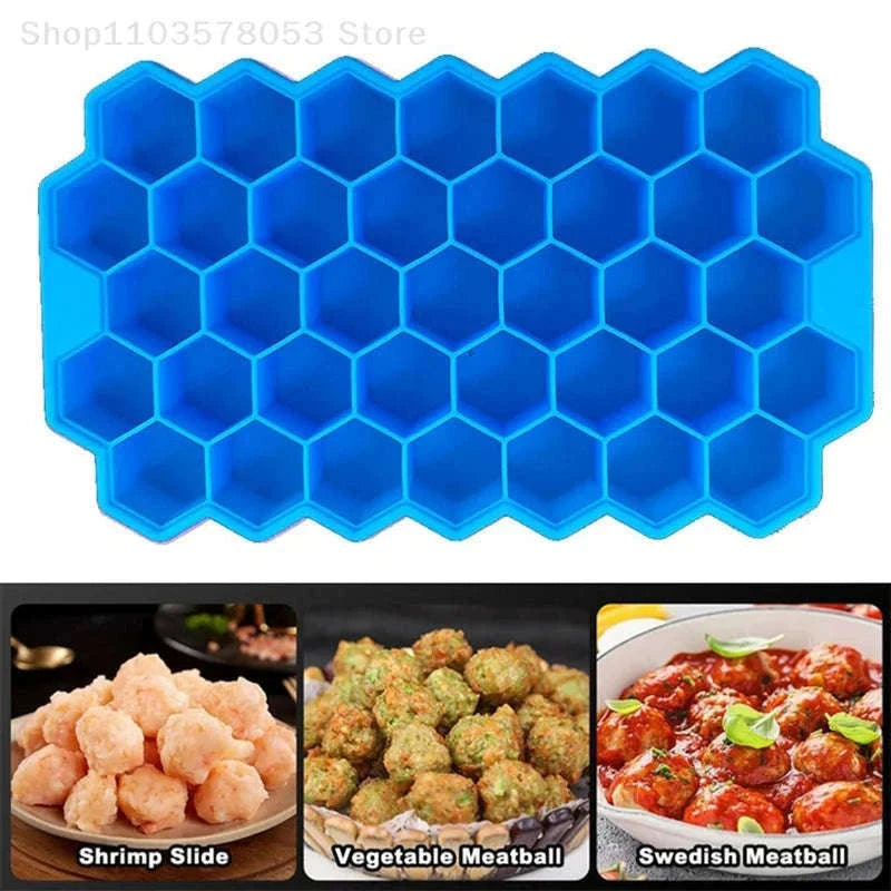 37-Grid Silicone Meatball Mold with Lid for Fast Meal Prep-Green