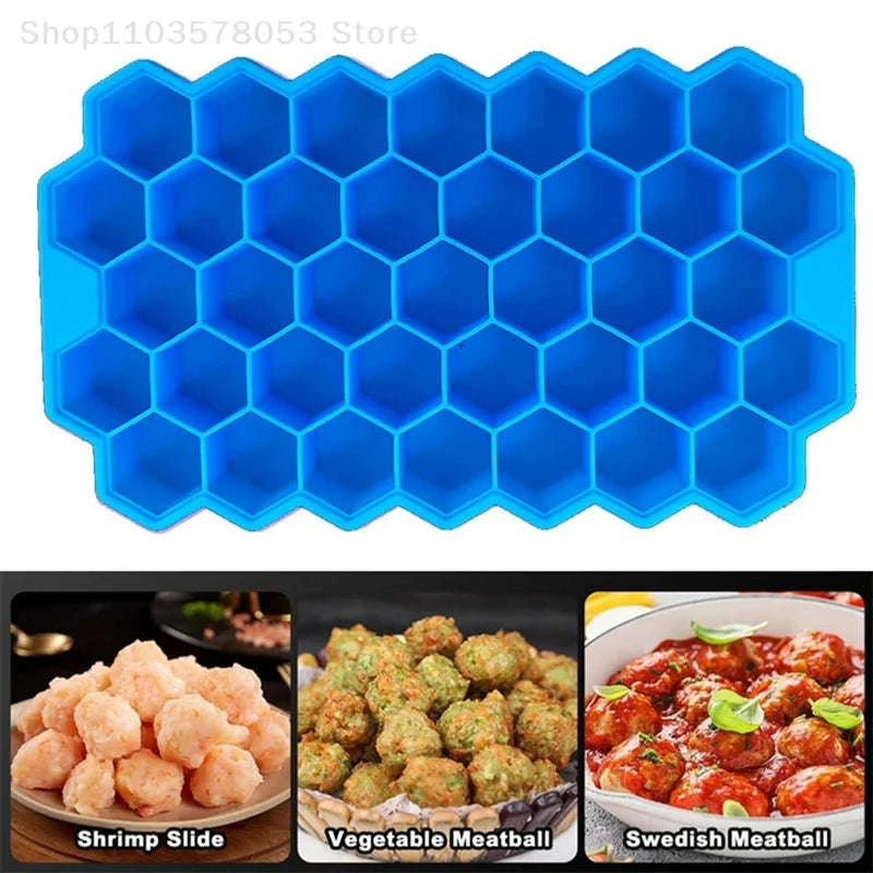 37‑Grid Silicone Meatball Mold With Lid-Green